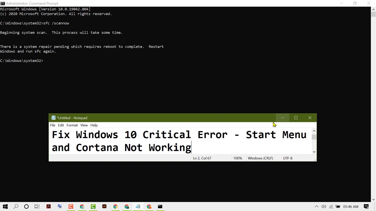 Fix Windows Critical Error Start Menu And Cortana Not Working