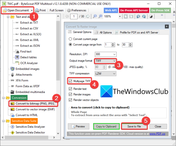 How To Convert PDF Document To A Multipage TIFF Image In Windows