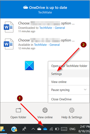 OneDrive Settings