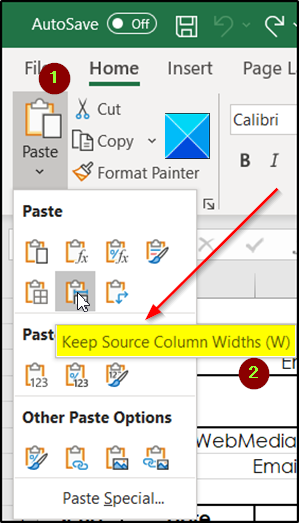 Keep Source Column Width