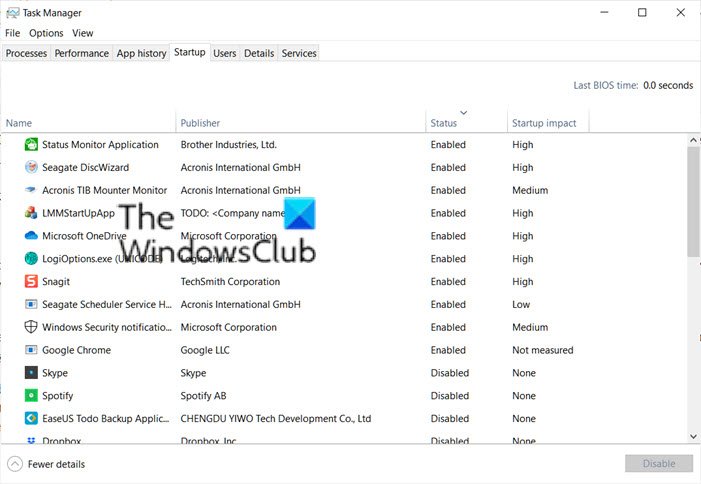 Windows 10 Startup Programs