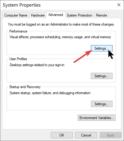 advanced performance setting