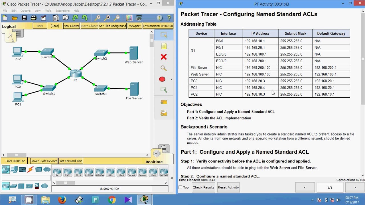 Packet tracer настройка параметров межсетевого экрана