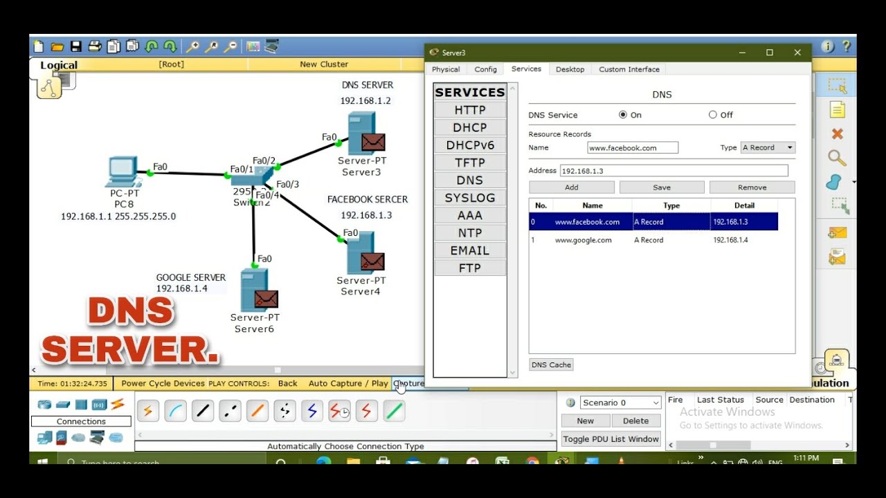 Как на dns сервере настраивается пересылка пакетов на другие dns сервера cisco packet tracer