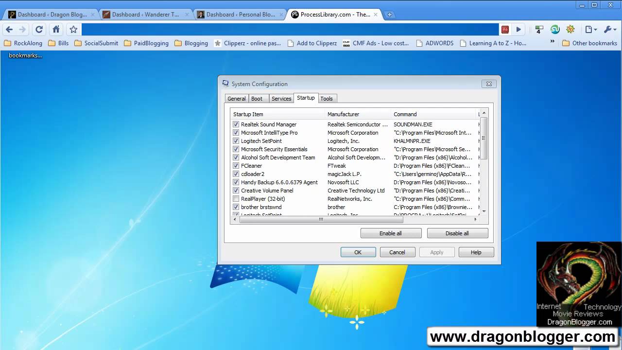 Clean Windows 7 Startup With Msconfig Benisnous