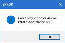 Error 0x887c0032