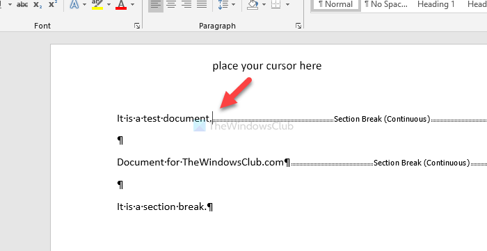 how to delete a section break in word mac
