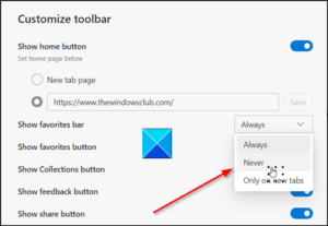 Edge Show Favorites Bar