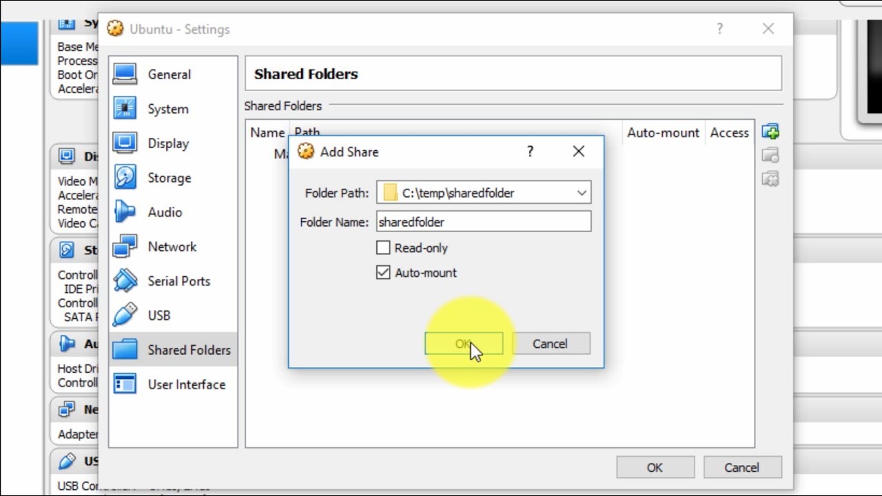 virtualbox change shared folder permissions