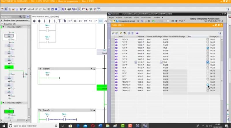 automatisme : Actions conditionnée sur graph TIA PORTAL