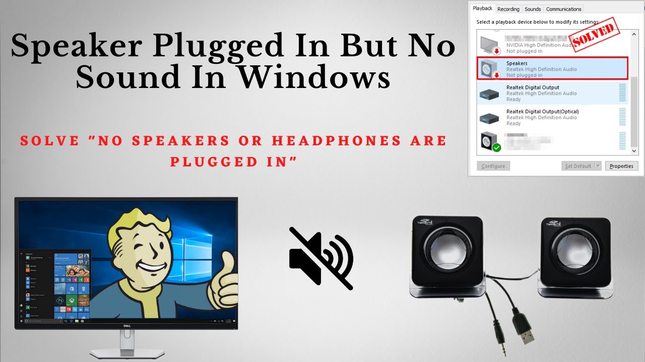 no speakers or headphones plugged in windows 10
