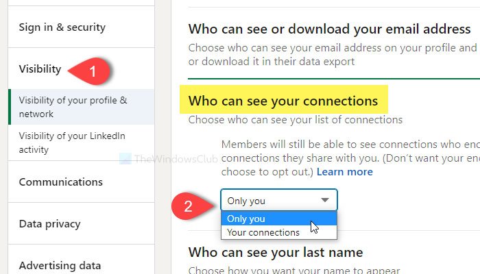 How to delete and hide LinkedIn connections