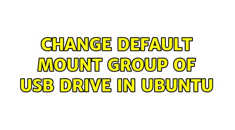 Ubuntu Change Ownership Of Usb Drive