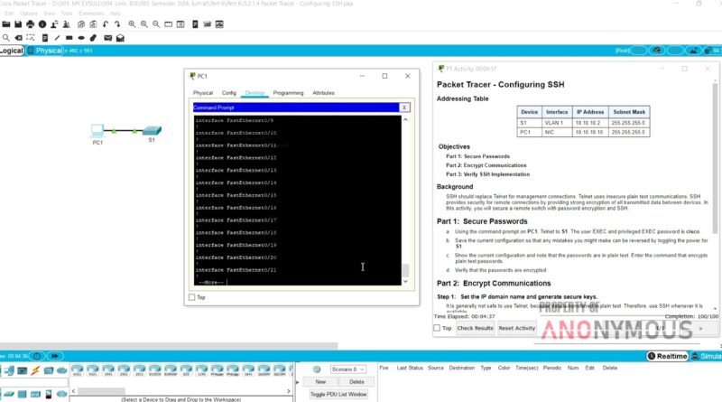 Настройка ssh на коммутаторе cisco packet tracer