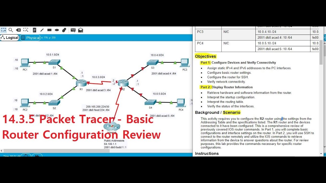 14.3 5 packet tracer basic router configuration review