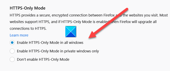 Enable HTTPS Only Mode