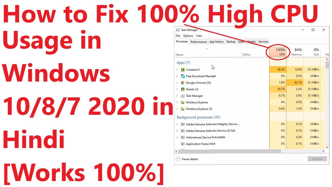 How to Fix 100% High CPU Usage in Windows 10/8/7 2020 in Hindi [Works 100%]