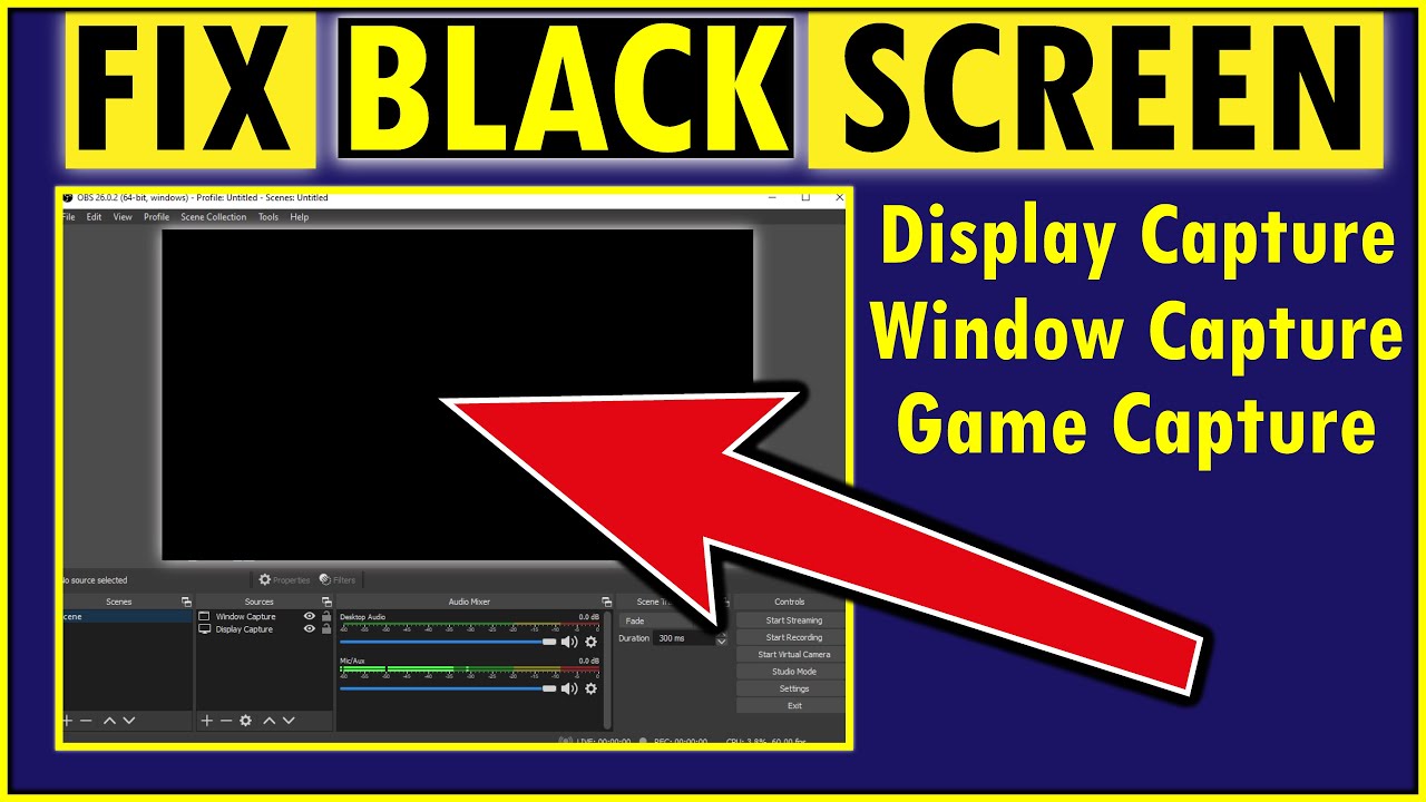 streamlabs obs black screen window capture