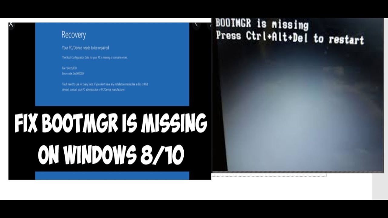 bootmgr missing windows 10