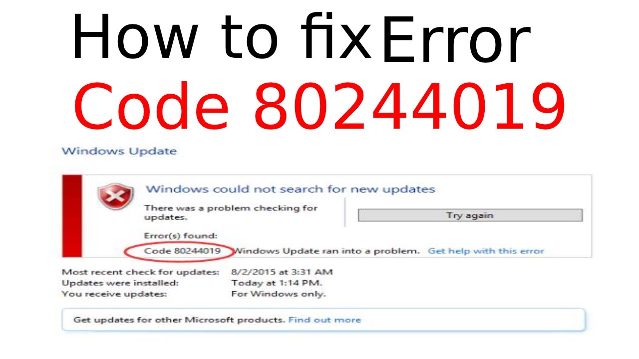 How to fix windows update error code 80244019 windows 7 - windows