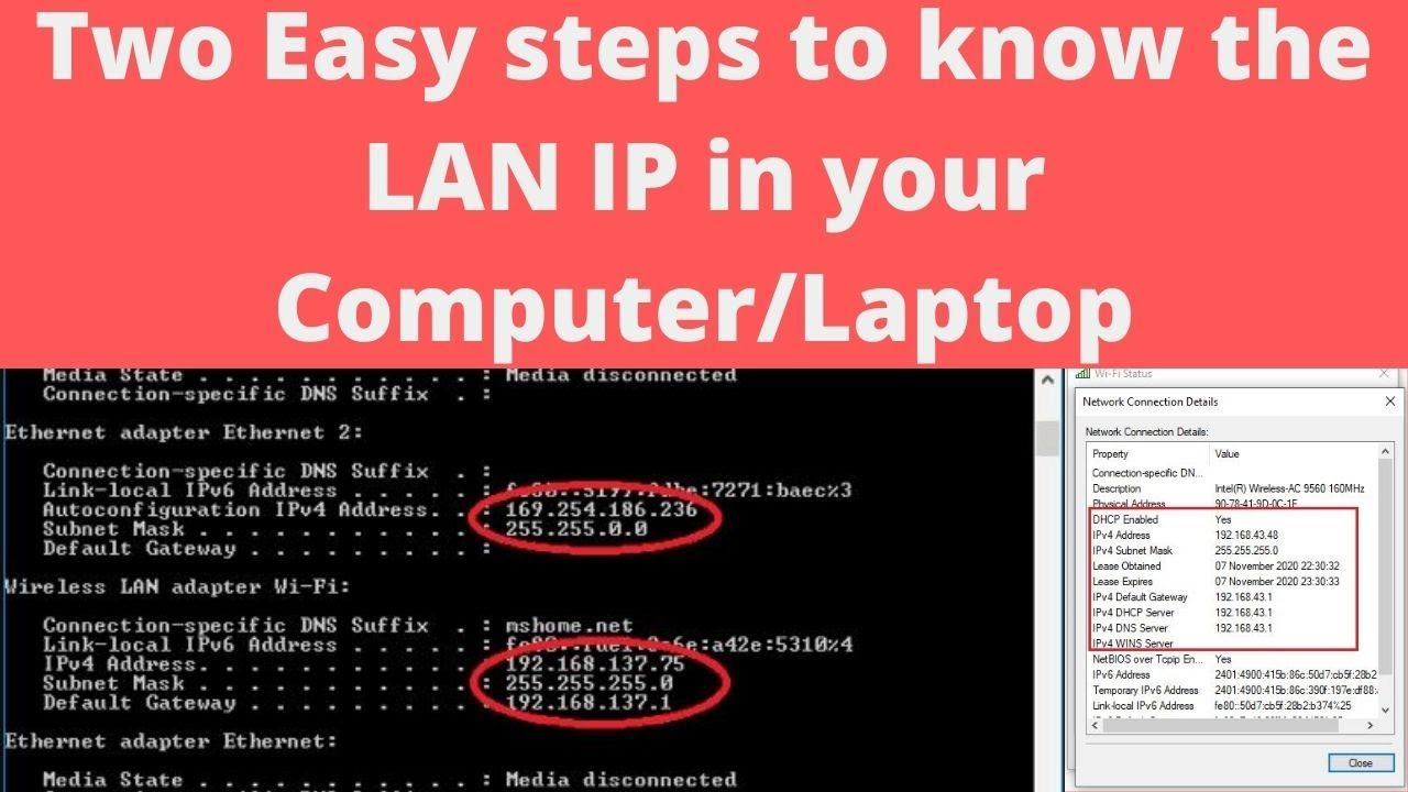 In All Windows - Two easy steps to know LAN IP Address (Local IP Address)