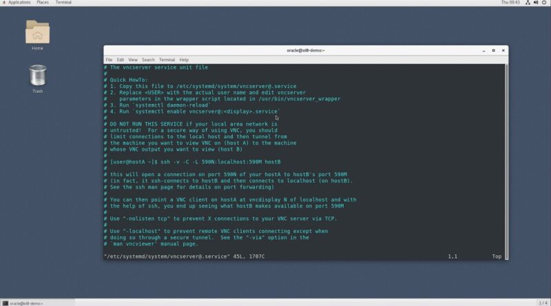 Как запустить vnc oracle linux