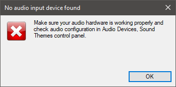 No audio input device found