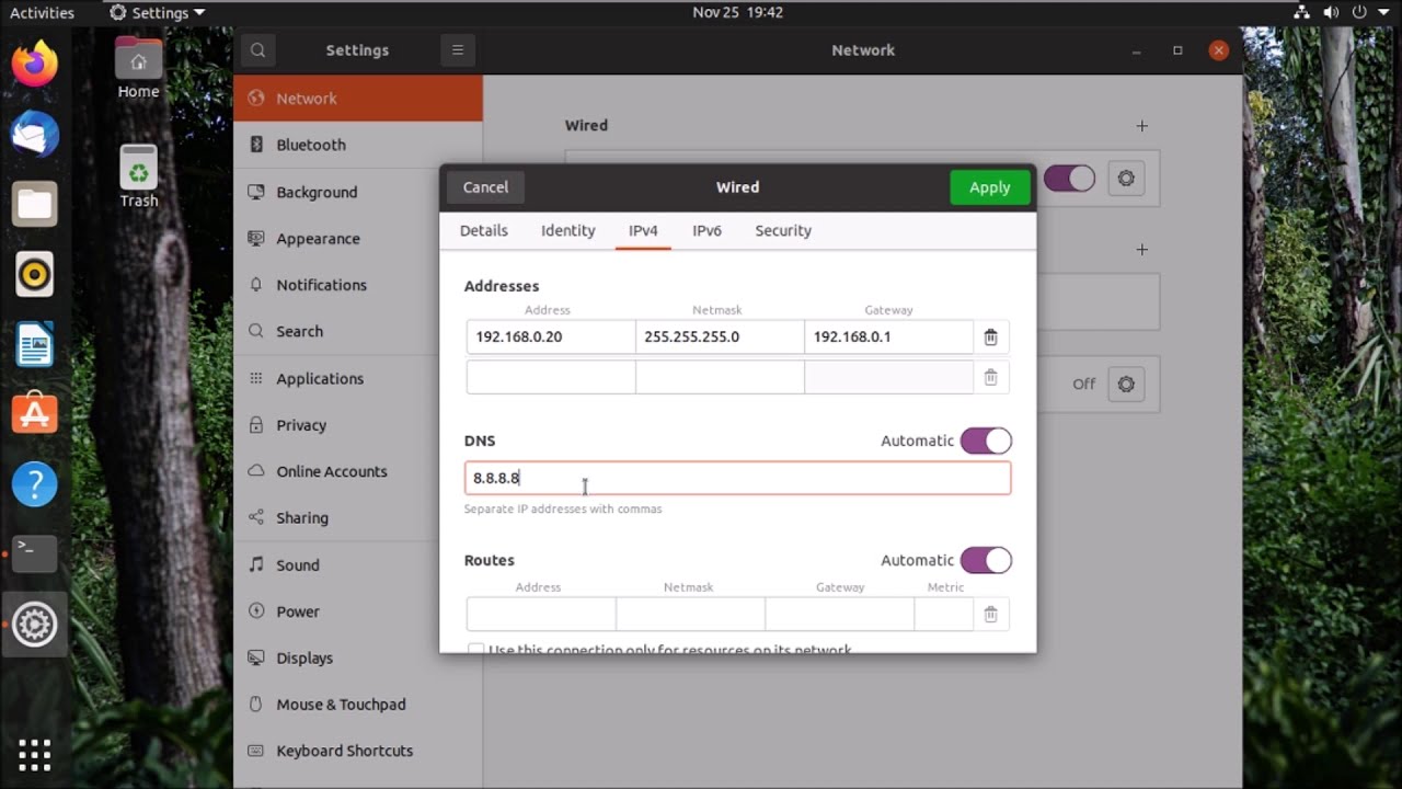 static ip address ubuntu 20.10 | setting static ip address ubuntu 20.10