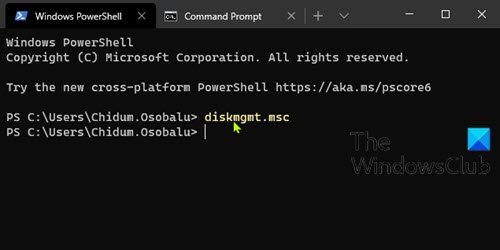 Open Disk Management via PowerShell