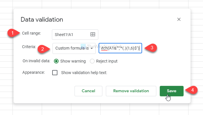 How to add a character limit in an Excel and Google Sheets