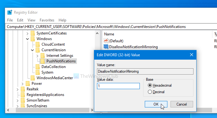 How to turn off notification mirroring in Windows 10