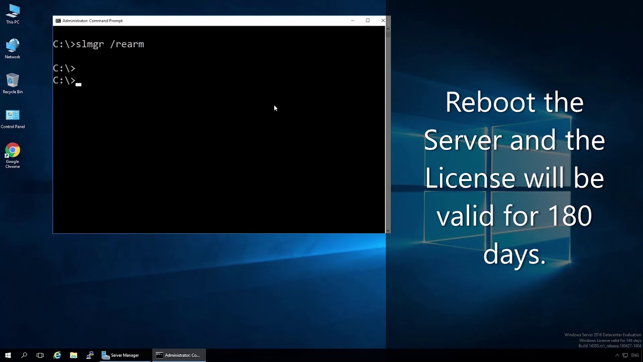 Easy way to extend your Windows Server Evaluation license Get 180