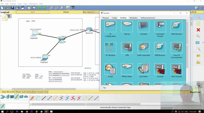 Example of IPv4 calculation with Packet Tracer implementation