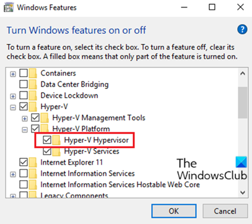 Disable Hyper-V via Control Panel