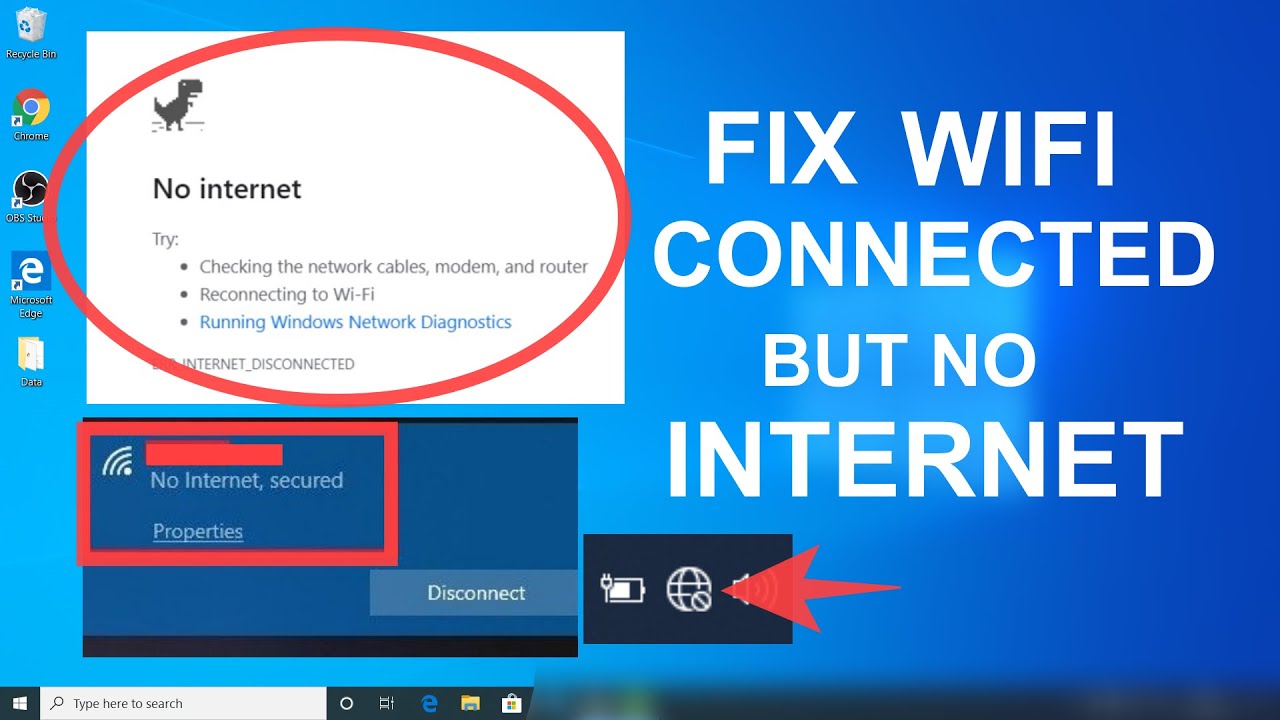 windows 10 wifi connected no internet