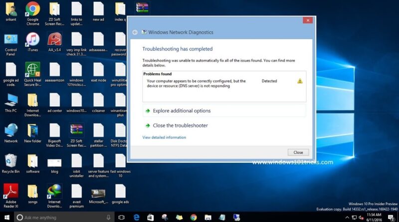 how to solve dns server problem in windows 7