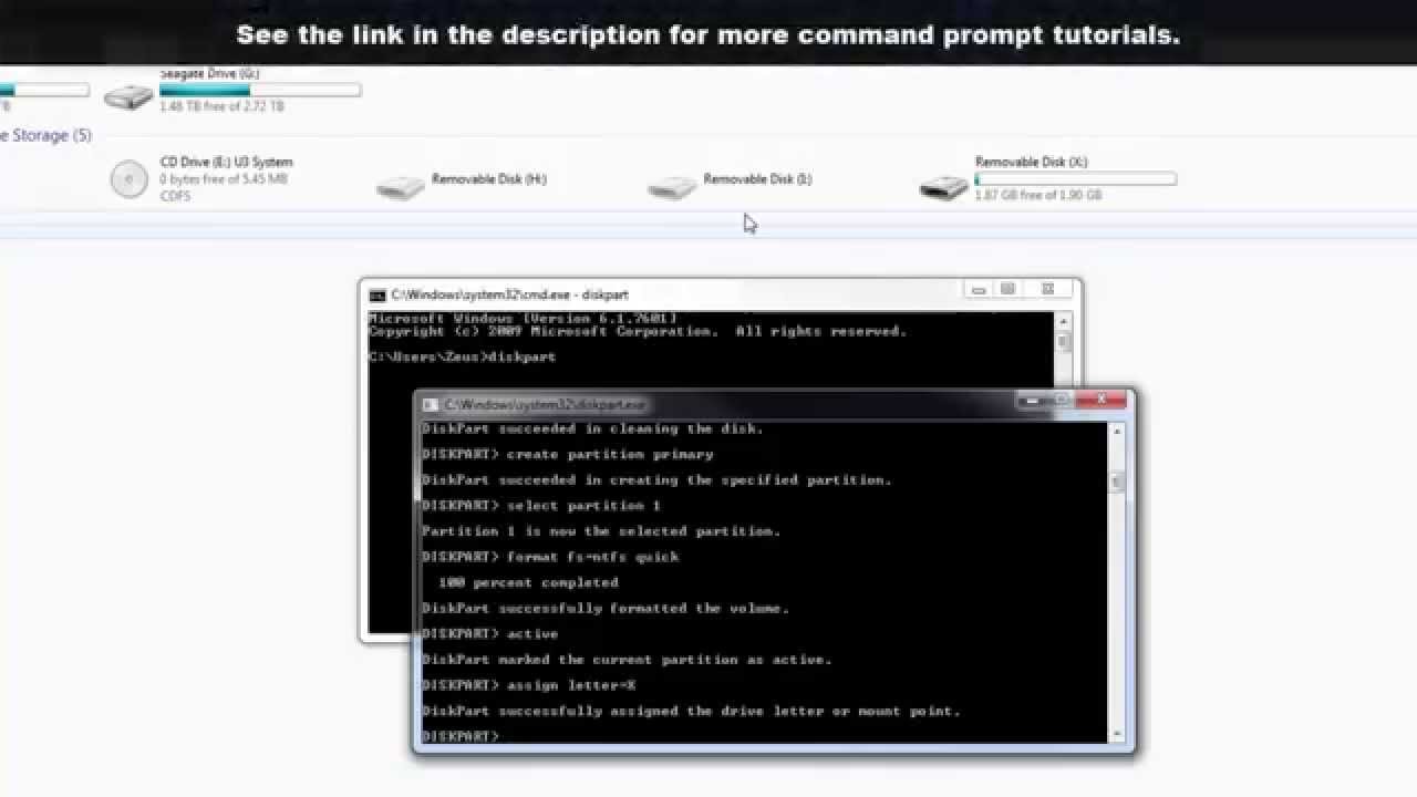 how to format usb drive command promt