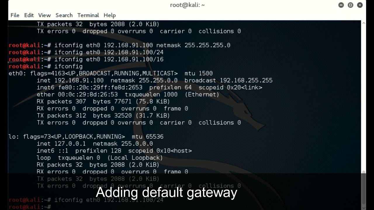 How to configure Network Adapter in Kali Linux using Command Line