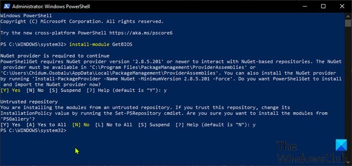 Install GetBIOS PowerShell module