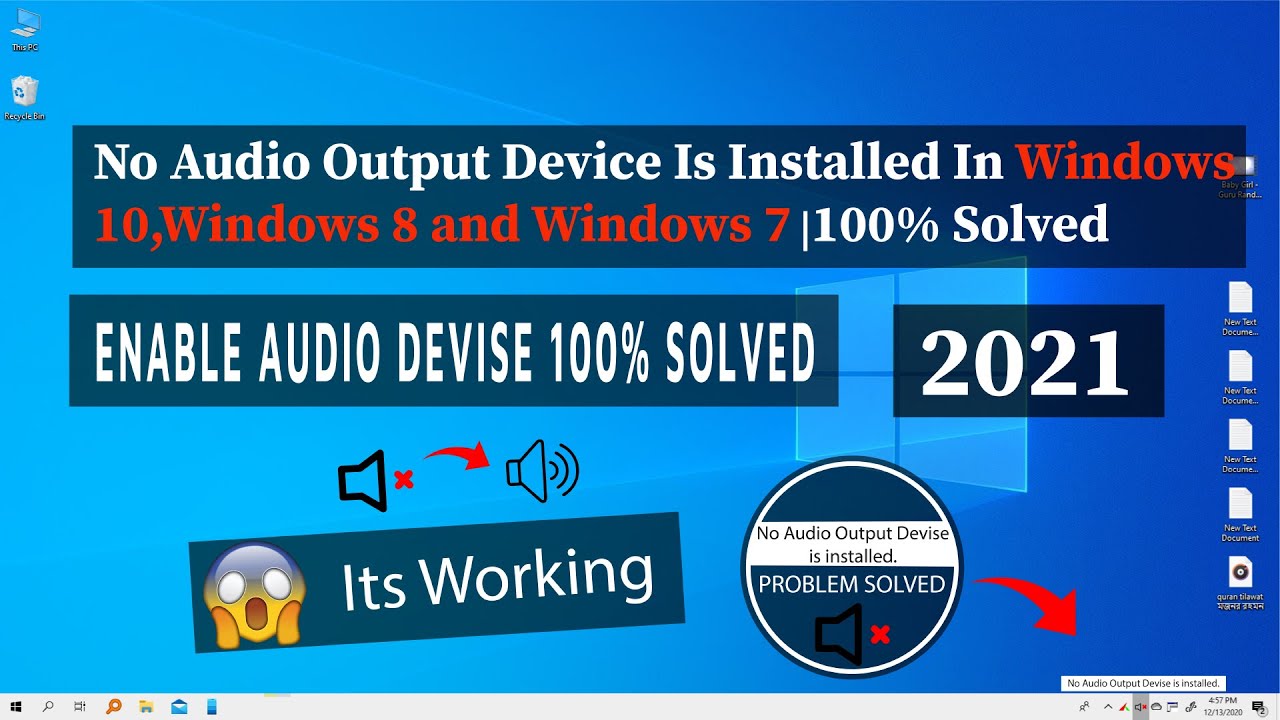 Download and install audio output device driver for windows 7
