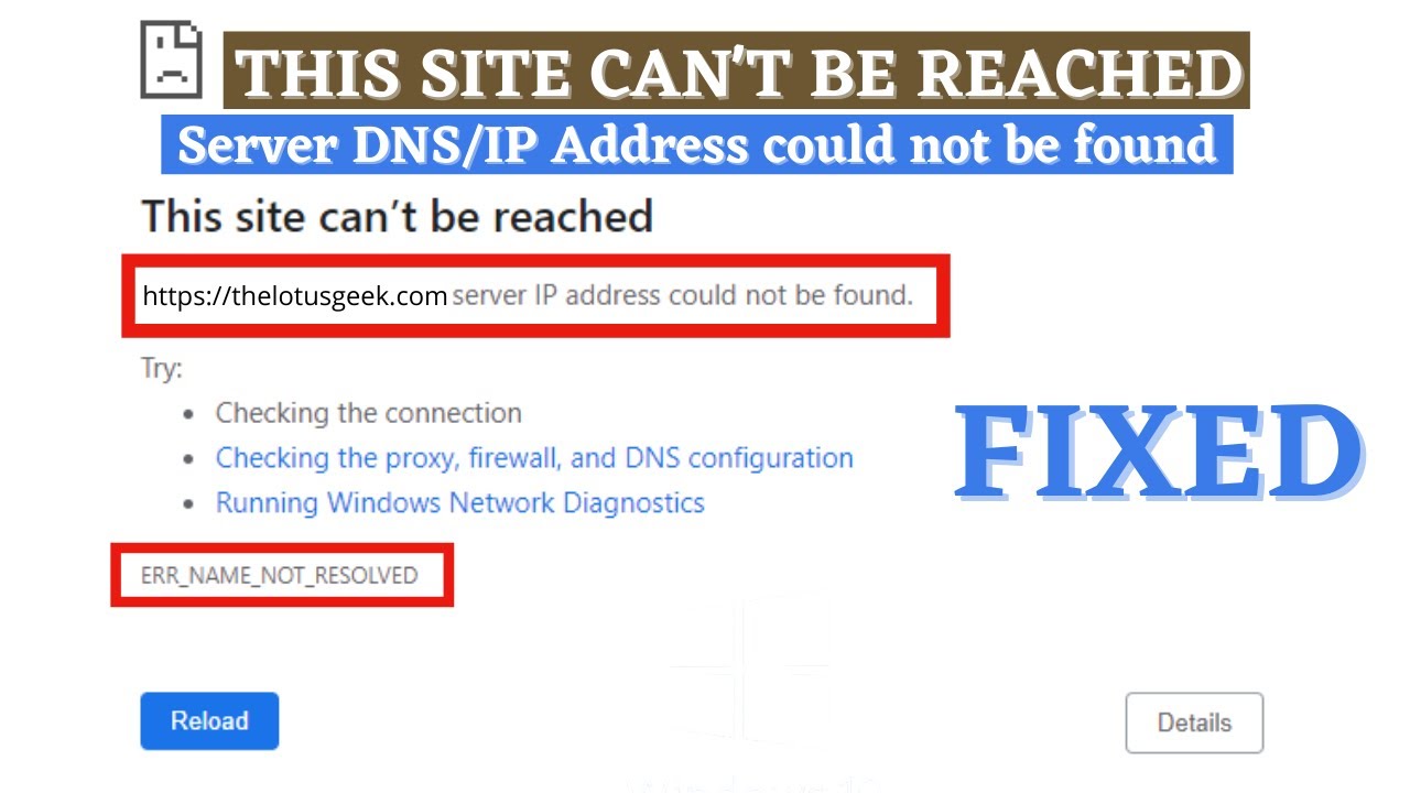 This Site Cant Be Reached Server Dns Ip Address Could Not Be Found