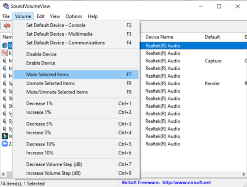 how to mute a program in windows 10