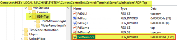 Check the RDP listener port