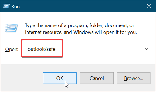 open outlook in safe mode to Repair your Microsoft Outlook installation