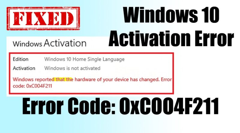 How To Fix Windows 10 Activation Error Code 0xc004F211 | 0xc004F211 ...