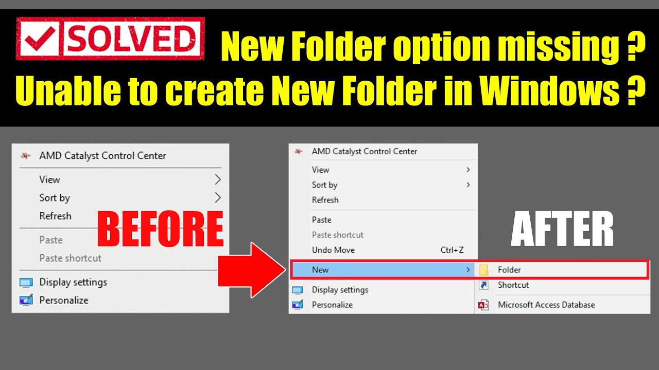 New Folder Option Missing In Right Click Unable To Create New Folder