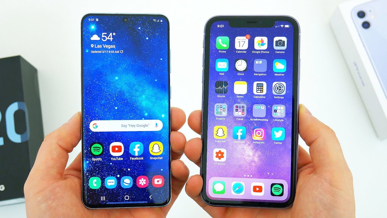 samsung galaxy s20 and iphone 11