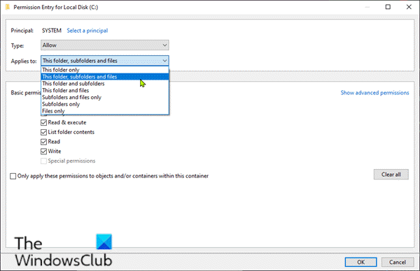 Grant Full Control permissions to the SYSTEM account-2