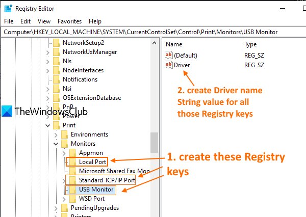 Add standard print monitor keys and their values