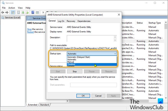 Disable AMD External Events Utility Service